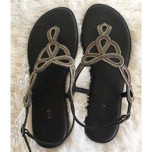 Torrid | Black Chain Link Rhinestone Sandals- 12